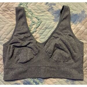 Zone Pro Women's Grey Seamless‎ Microfiber Stretch Low Impact Sports Bra, Large